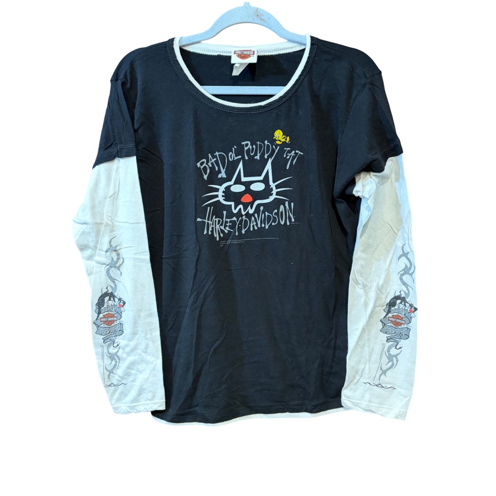 Harley-Davidson x Looney Tunes "Bad Ol' Puddy Tat" layered-look long sleeve Top